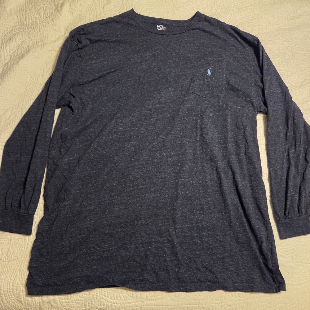 Polo Ralph Lauren Men’s Long Sleeve T-shirt 3XLT Heather Gray Pocketed - Picture 6 of 11